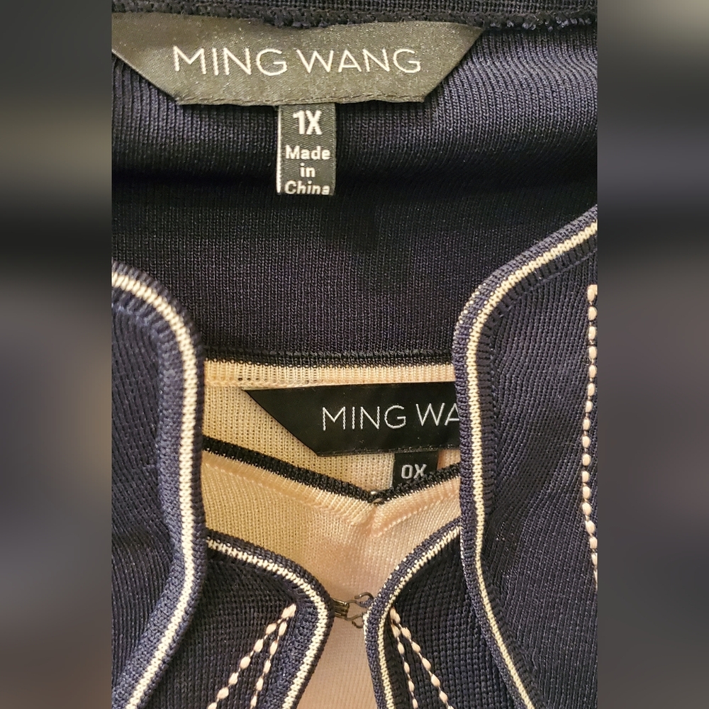Ming Wang Dark Blue Jacket with Pink Accents 1X JACKET & 0X Shell Plus 2 Pieces - Picture 4 of 17